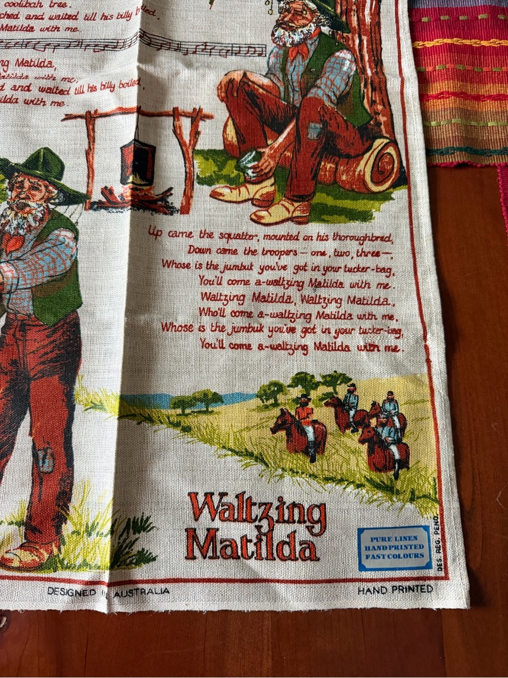 Waltzing Matilda Printed Linen tea towel. - Picture 7 of 8